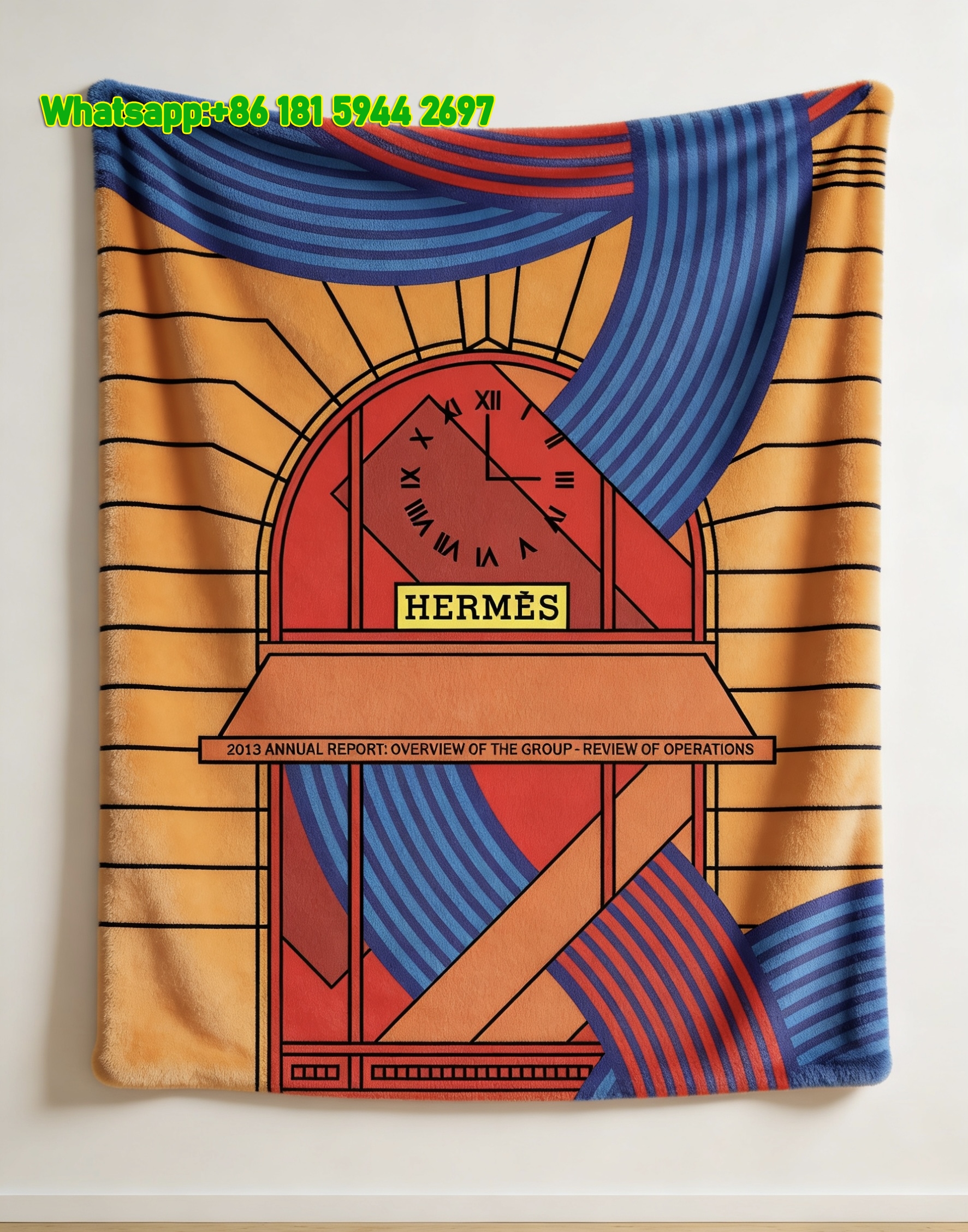 Hermès Inspired Geometric Flannel Throw Blanket – Wall Hanging Decor IMG_5501